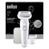 Braun Silk-épil 9 SES9-030 Épilateur électrique rechargeable étanche 40 pincettes lumière Smart Touch blanc argent usage femme