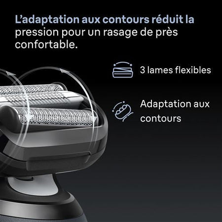 Rasoir électrique Braun Series 6 62-S1650s Noir et Gris – tête flexible 2D – 3 lames – étanche – 60 min d’autonomie – tondeuse intégrée